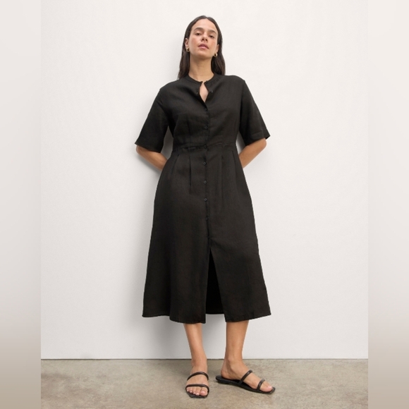 Everlane The Frolic Button Front Linen Dress Black / Size 2 - Picture 1 of 13